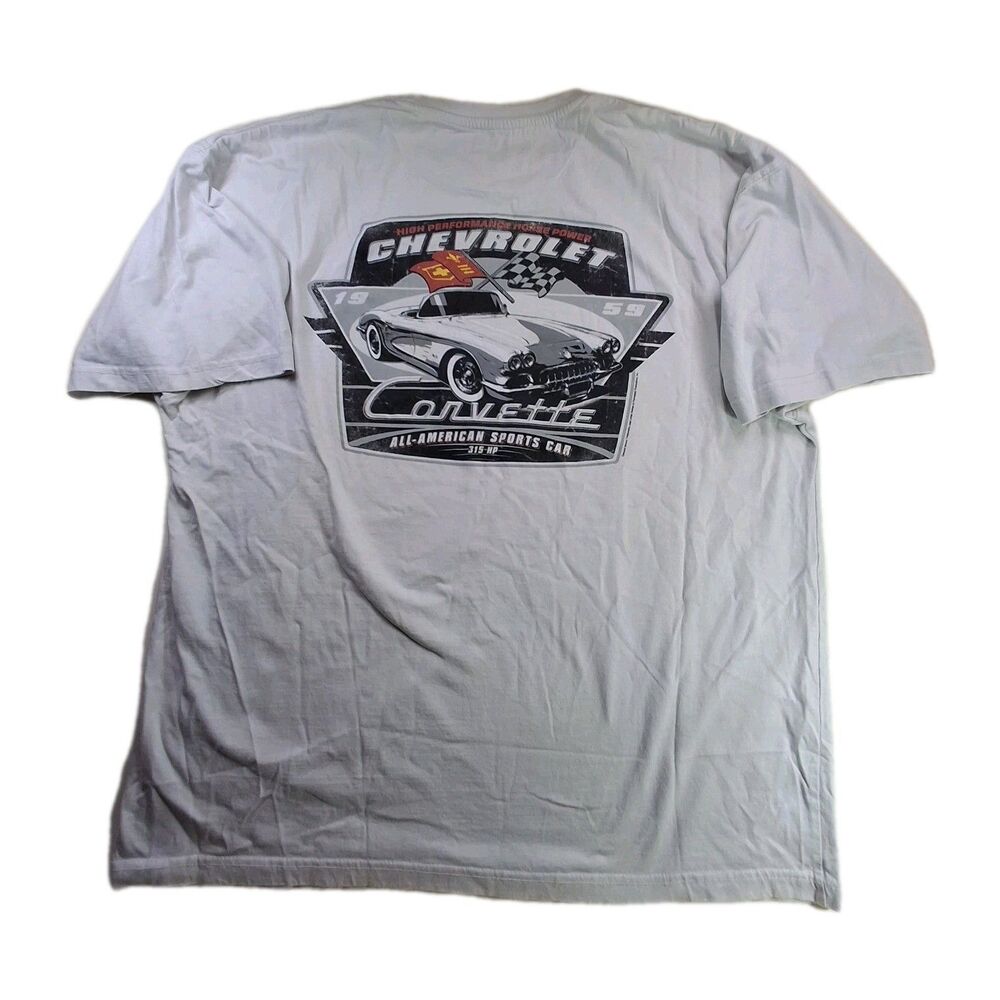Chevrolet Corvette Mens Sz XXL T-shirt All-American Sports Car White 100% Cotton